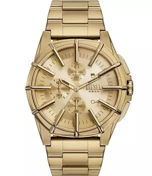 Мужские часы Diesel с хронографом в золотистом браслете из нержавеющей стали, золотой