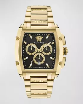 Мужские часы Dominus IP из желтого золота с браслетом, 42 мм Versace
