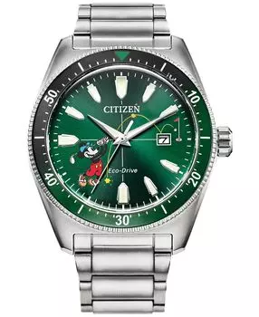 Мужские часы Eco-Drive Disney с браслетом из нержавеющей стали с Микки Маусом, 43 мм Citizen