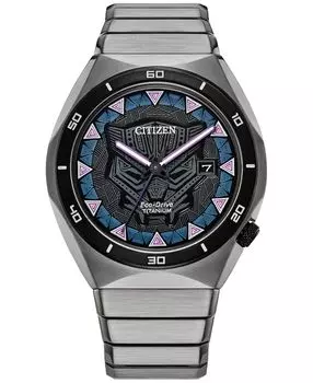 Мужские часы Eco-Drive Marvel Black Panther с супертитановым браслетом, 41 мм Citizen