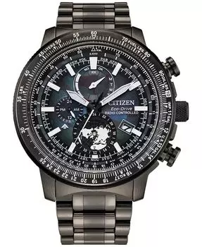Мужские часы Eco-Drive с хронографом Promaster Geo Trekker, серые тона, браслет из нержавеющей стали, 46 мм Citizen, серый