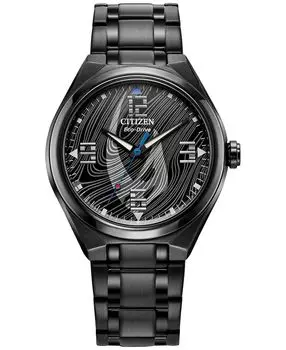Мужские часы Eco-Drive со звездными войнами Mandalorian, черные часы с браслетом из нержавеющей стали, 42 мм Citizen