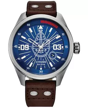 Мужские часы Eco-Drive «Звездные войны Хан Соло» с коричневым кожаным ремешком, 43 мм Citizen