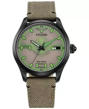 Мужские часы Eco-Drive «Звездные войны Йода» с бежевым нейлоновым ремешком, 42 мм Citizen