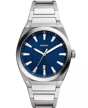 Мужские часы Everett серебристого цвета с браслетом из нержавеющей стали, 42 мм Fossil