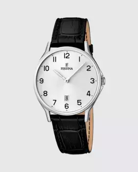 Мужские часы F16745/1 Классический черный кожаный ремешок Festina, черный