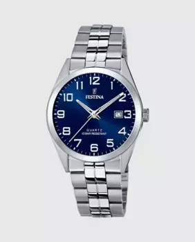 Мужские часы F20437/3 Classic Steel серебристо-стальные Festina, серебряный
