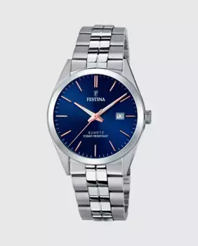Мужские часы F20437/B Acero Classico из серебристой стали Festina, серебряный