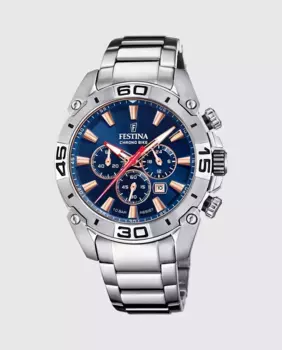 Мужские часы F20543/4 Chrono Bike из серебристой стали Festina, серебряный