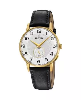 Мужские часы F20567/1 Ретро черные кожаные Festina, черный