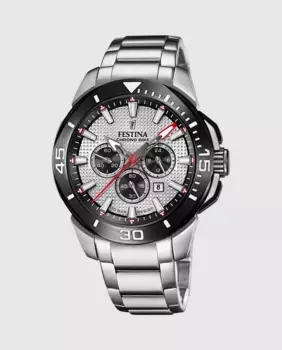 Мужские часы F20641/1 Chrono Bike из серебристой стали Festina, серебряный