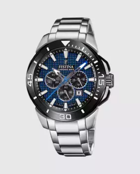 Мужские часы F20641/2 Chrono Bike из серебристой стали Festina, серебряный