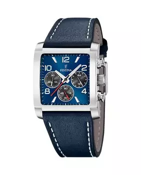 Мужские часы F20653/1 Timeless Chronograph из синей кожи Festina, синий