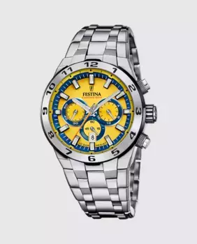 Мужские часы F20670/4 Chrono Bike из серебристой стали Festina, серебряный