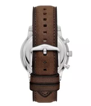 Мужские часы Fossil с хронографом нейтрального цвета слоновой кости и коричневым кожаным ремешком, коричневый