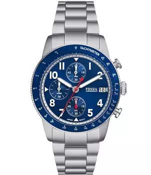 Мужские часы Fossil Sport Tourer с хронографом из нержавеющей стали, серебро
