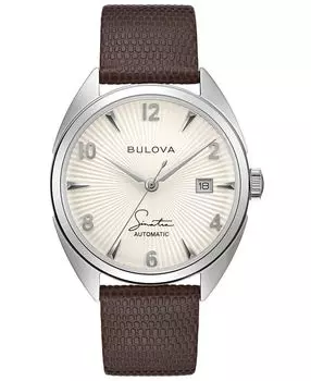 Мужские часы Frank Sinatra с автоматическим коричневым кожаным ремешком, 39 мм Bulova