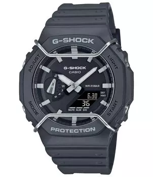 Мужские часы G-Shock Anadigi с защитой бампера, противоударный серый полимерный ремешок, синий