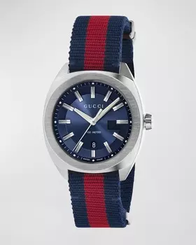Мужские часы GG2570 41 мм из нержавеющей стали и нейлона Gucci