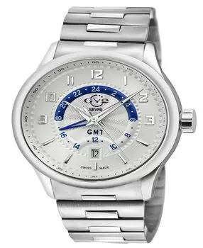 Мужские часы Giromondo швейцарские кварцевые серебристого цвета с браслетом из нержавеющей стали 42 мм Gevril