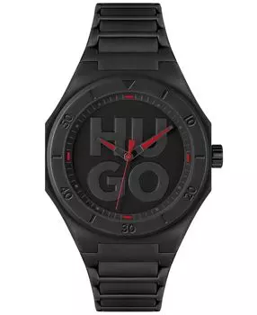 Мужские часы Grail кварцевые черные силиконовые 42 мм HUGO