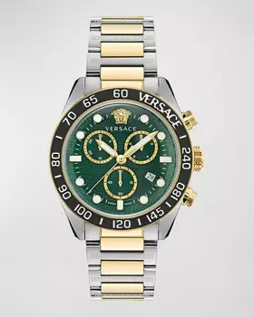Мужские часы Greca Dome с двухцветным браслетом, 43 мм Versace