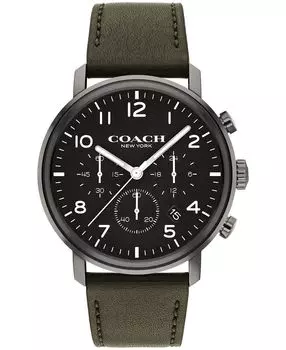 Мужские часы harrison с оливковым кожаным ремешком, 42 мм COACH