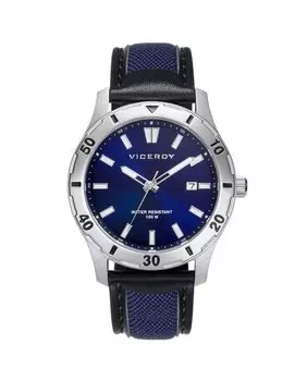 Мужские часы Heat с 3 стальными стрелками, нейлоновым и кожаным ремешком Viceroy, мультиколор