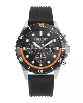 Мужские часы Heat в стальном корпусе с вращающимся безелем и черным силиконовым ремешком Viceroy, черный