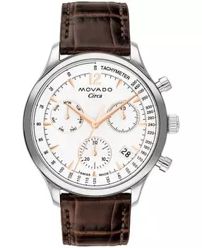Мужские часы Heritage с коричневым ремешком из натуральной кожи, 43 мм Movado