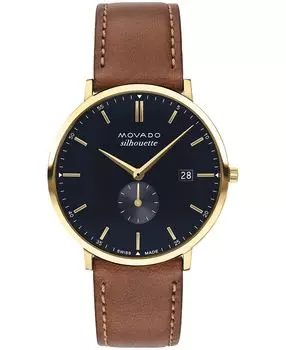 Мужские часы Heritage с коричневым ремешком из натуральной кожи, 40 мм Movado