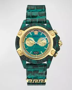 Мужские часы-хронограф Icon Active на силиконовом ремешке, 44 мм Versace, цвет Blue