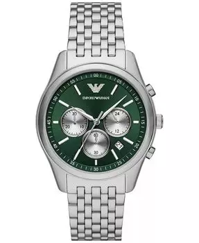 Мужские часы-хронограф с браслетом из нержавеющей стали, 41 мм Emporio Armani, серебро