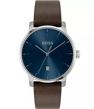 Мужские часы Hugo Boss Dean Quartz с аналоговым коричневым кожаным ремешком, коричневый