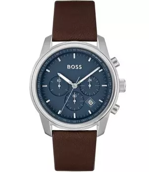 Мужские часы Hugo Boss Tace с кварцевым хронографом и коричневым кожаным ремешком, коричневый