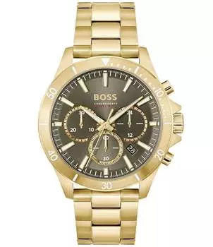Мужские часы Hugo Boss Troper с кварцевым хронографом и золотым браслетом из нержавеющей стали, золотой