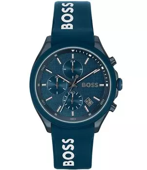 Мужские часы Hugo Boss Velocity с кварцевым хронографом и синим силиконовым ремешком, синий