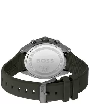 Мужские часы Hugo Boss Velocity с кварцевым хронографом и зеленым силиконовым ремешком, зеленый