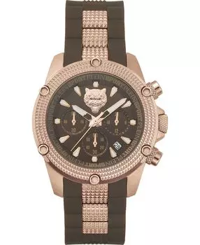 Мужские часы Hurricane Brown с силиконовым ремешком, 44 мм Plein Sport