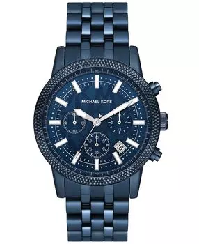 Мужские часы Hutton Chronograph, темно-синий браслет из нержавеющей стали, 43 мм Michael Kors