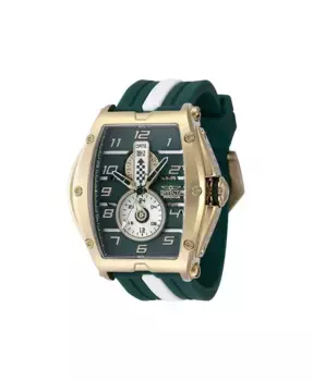 Мужские часы Invicta Racing Quartz 47387 с многофункциональным циферблатом в белом, серебристом, золотом и зеленом цветах, золотой