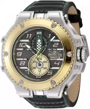 Мужские часы Invicta Racing Quartz, модель 47380, многофункциональные, с черным, золотым и зеленым циферблатом, черный