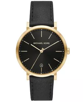 Мужские часы Irving с тремя стрелками, черные кожаные, 42 мм Michael Kors