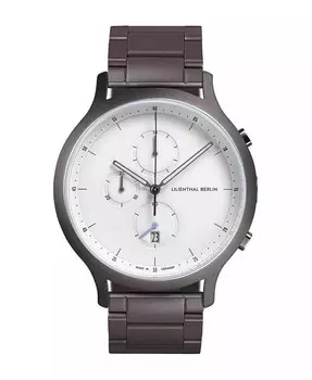 Мужские часы из бронзы с хронографом из бронзы из нержавеющей стали со звеньями, 42 мм Lilienthal Berlin, серый