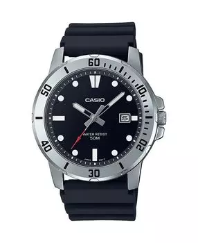 Мужские часы из черной смолы с тремя стрелками, 45 мм, MTPVD01-1EV Casio