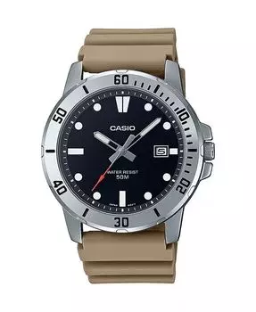 Мужские часы из коричневой смолы с тремя стрелками, 45 мм, MTPVD01-5EV Casio, бежевый