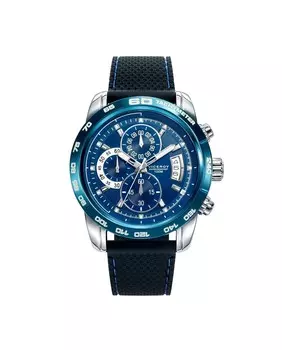 Мужские часы из стали с хронографом Heat с синим IP и черным силиконовым ремешком Viceroy, черный