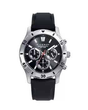 Мужские часы из стали с хронографом Heat на черном ремешке Viceroy, черный