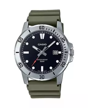 Мужские часы из зеленой смолы с тремя стрелками, 45 мм, MTPVD01-3EV Casio, зеленый