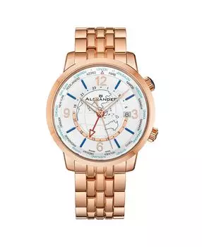 Мужские часы Journeyman 2, розовое золото, нержавеющая сталь, серебристый циферблат, круглые часы 40 мм Alexander